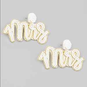 White Mrs Beaded Earrings